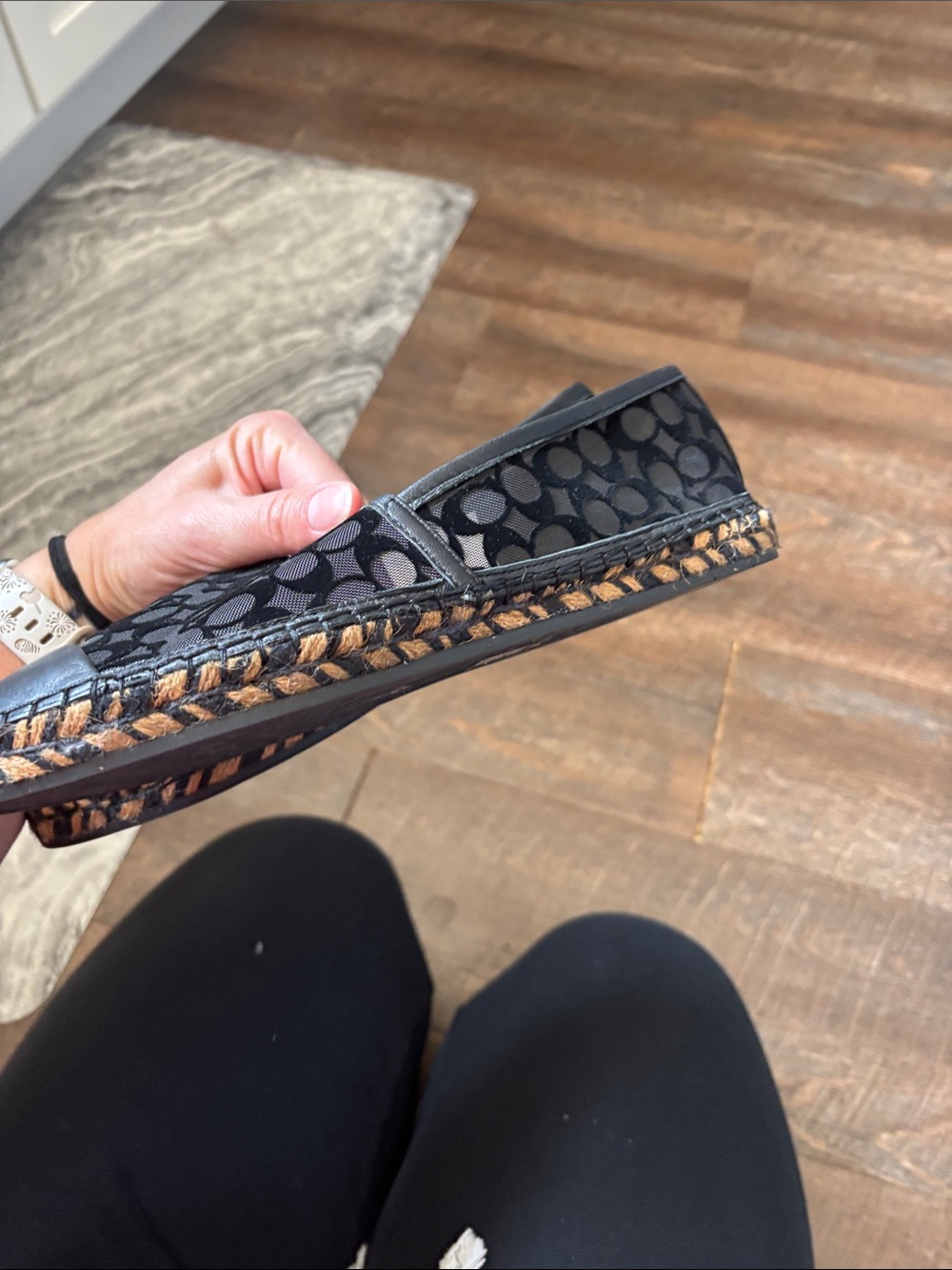 Coach Black Signature Mesh Espadrille Loafers - Picture 5 of 9